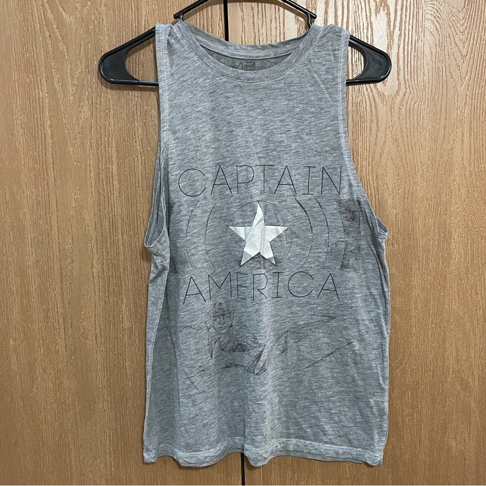 Marvel Captain America Heather Grey Faded Tank